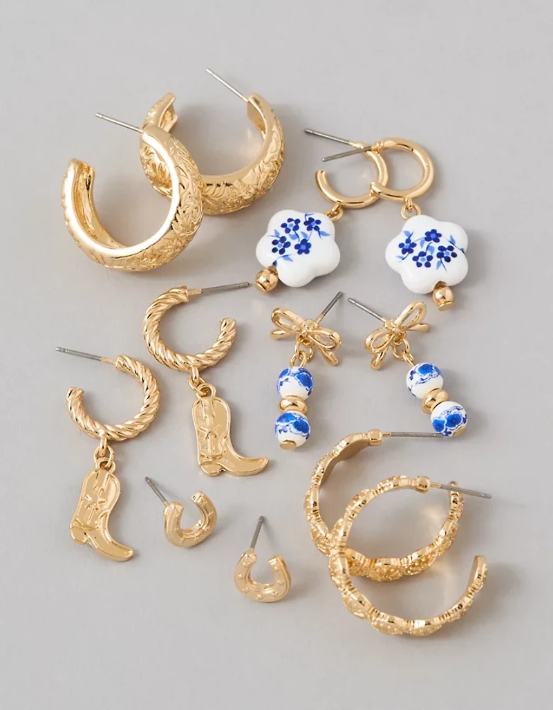 Ensemble de 6 paires de boucles d’oreilles style western AE