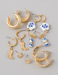 Ensemble de 6 paires de boucles d’oreilles style western AE
