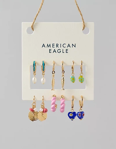 Lot de six paires de boucles d’oreilles assorties AE