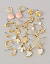 Ensemble de 9 paires de boucles d’oreille bord de mer AE