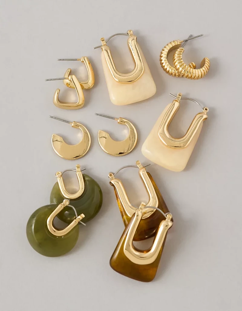 Ensemble de 6 paires de boucles d'oreille en résine AE