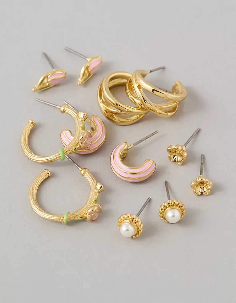 Ensemble de six paires de boucles d’oreille florales AE