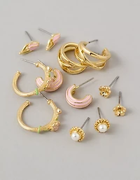 Ensemble de six paires de boucles d’oreille florales AE