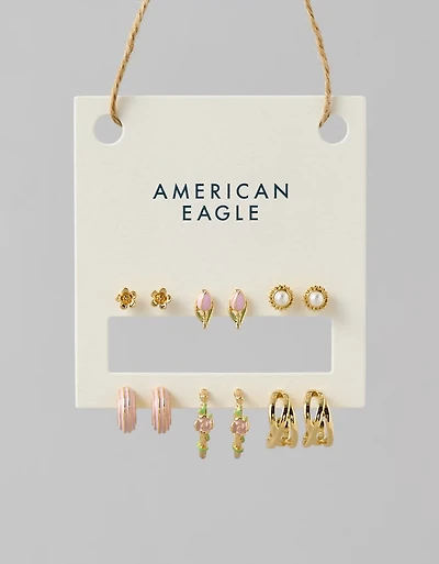 Ensemble de six paires de boucles d’oreille florales AE