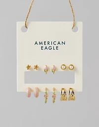 Ensemble de six paires de boucles d’oreille florales AE