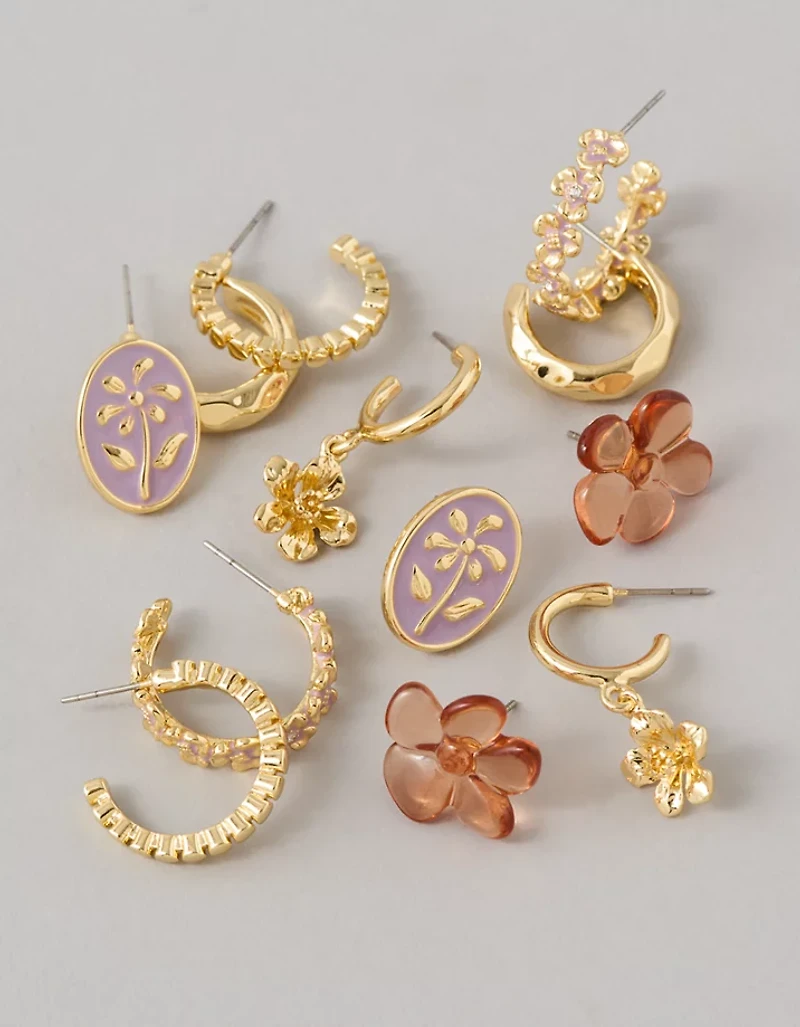 Ensemble de six paires de boucles d’oreille florales AE