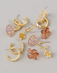 Ensemble de six paires de boucles d’oreille florales AE