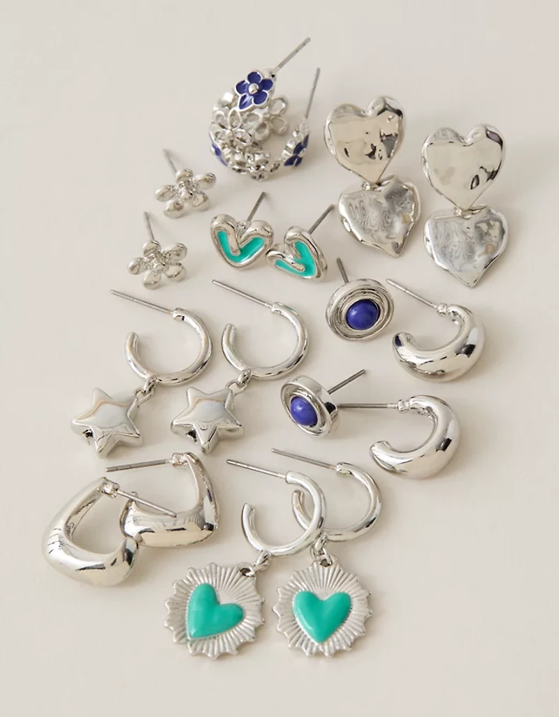 AEO Blue & Metallic Earring 9-Pack