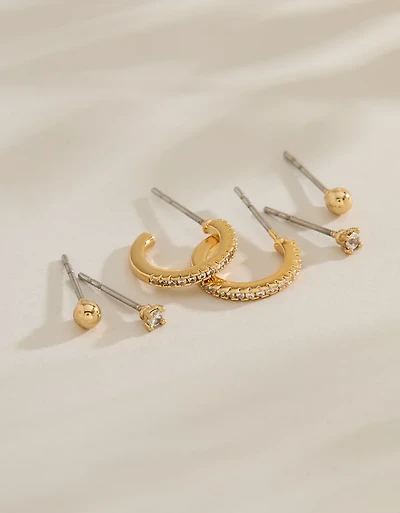 AE Keepers Collection 14K Gold Plated Earrings 3-Pack