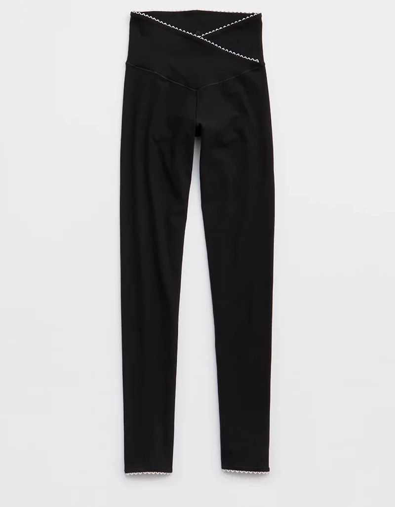 OFFLINE By Aerie Real Me XTRA Ribbed Picot Trim Crossover Legging