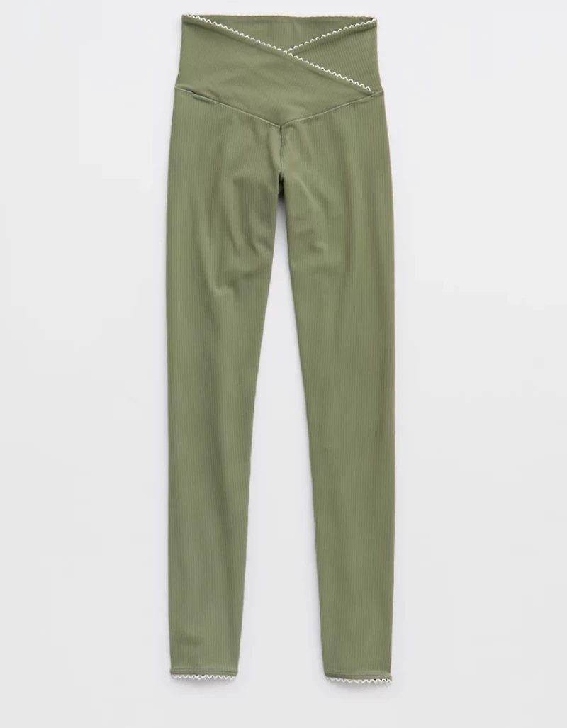 OFFLINE By Aerie Real Me XTRA Ribbed Picot Trim Crossover Legging