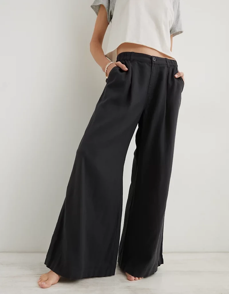 Aerie Linen Blend High Waisted Trouser