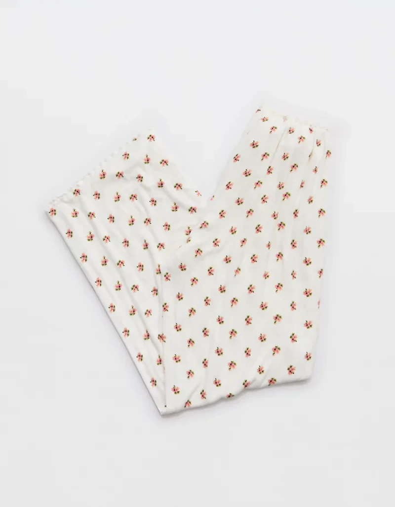 Aerie Real Soft® Ribbed Lace Trim Skater Pant