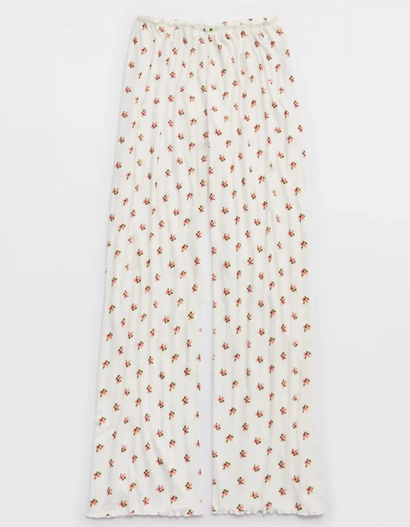 Aerie Real Soft® Ribbed Lace Trim Skater Pant