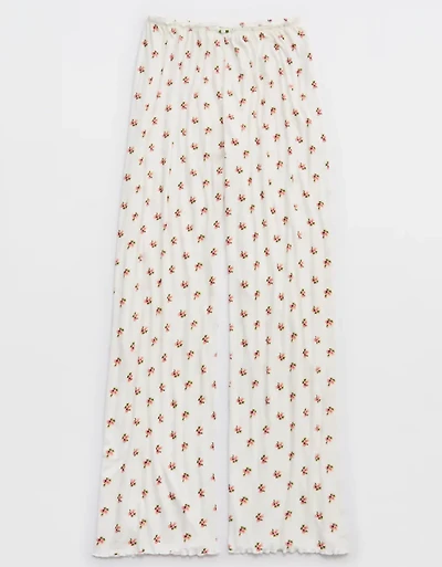 Aerie Real Soft® Ribbed Lace Trim Skater Pant
