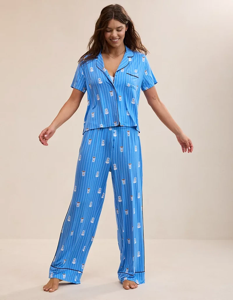 OVERSLEPT by Aerie Real Soft® Piping PJ Pant