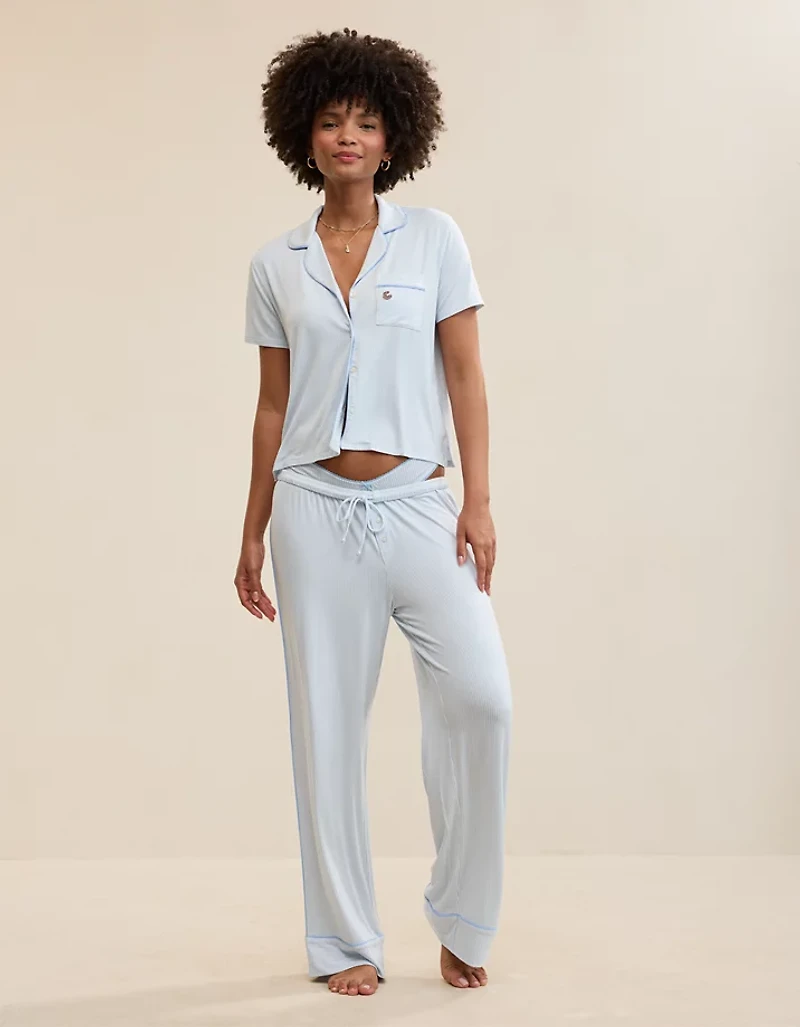OVERSLEPT by Aerie Real Soft® Piping PJ Pant