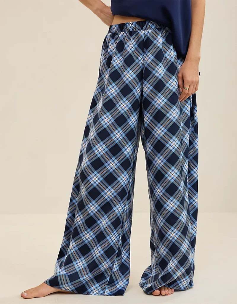 OVERSLEPT by Aerie Liquid Satin Wide Leg Pant