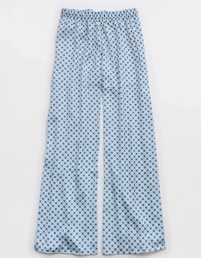 OVERSLEPT by Aerie Liquid Satin Wide Leg Pant