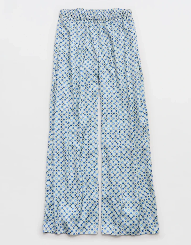 OVERSLEPT by Aerie Liquid Satin Wide Leg Pant