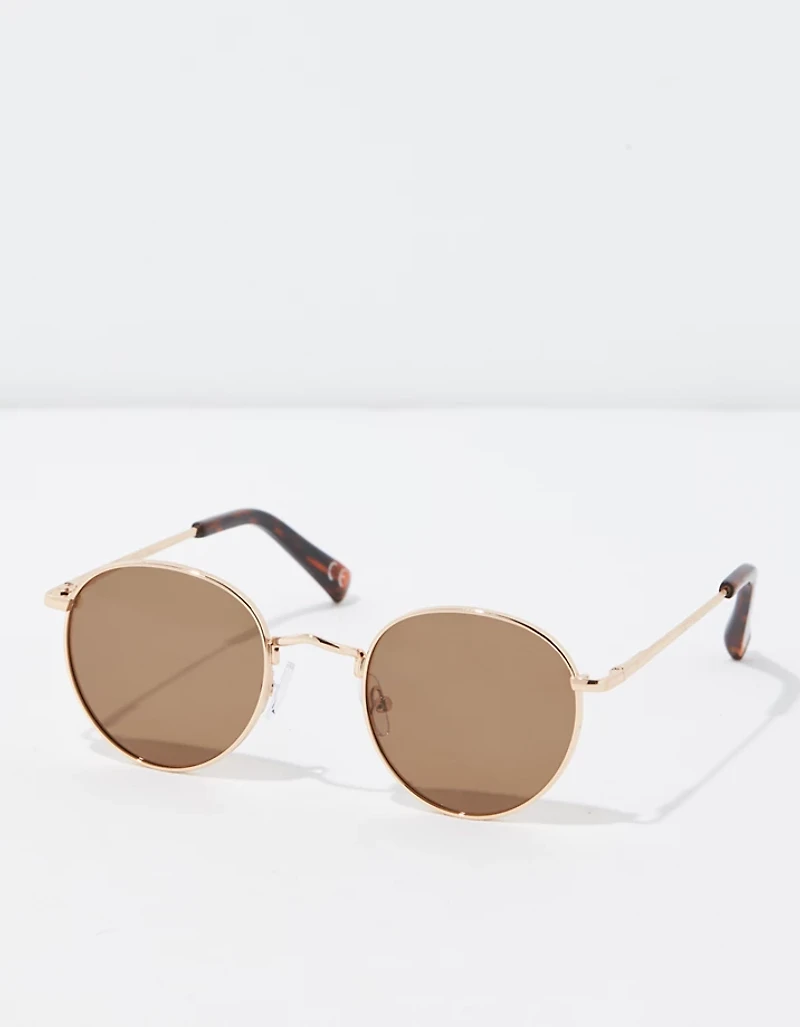 Lunettes de soleil rondes brunes rétro AE