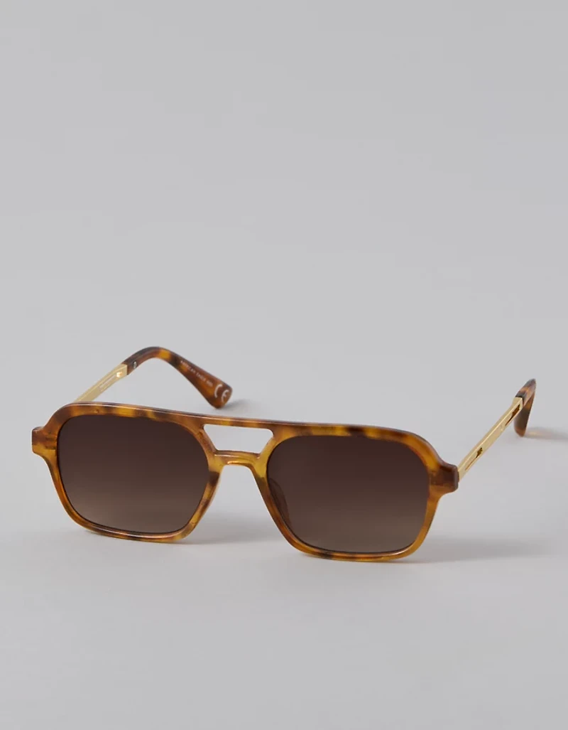 Lunettes de soleil écaille de tortue à barre supérieure AE