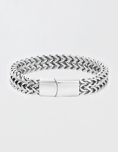 West Coast Jewelry Men's Polished Double Franco Chain Cuff Bracelet