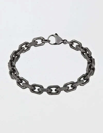 West Coast Jewelry Men's Beveled Edge Gunmetal Chain Bracelet