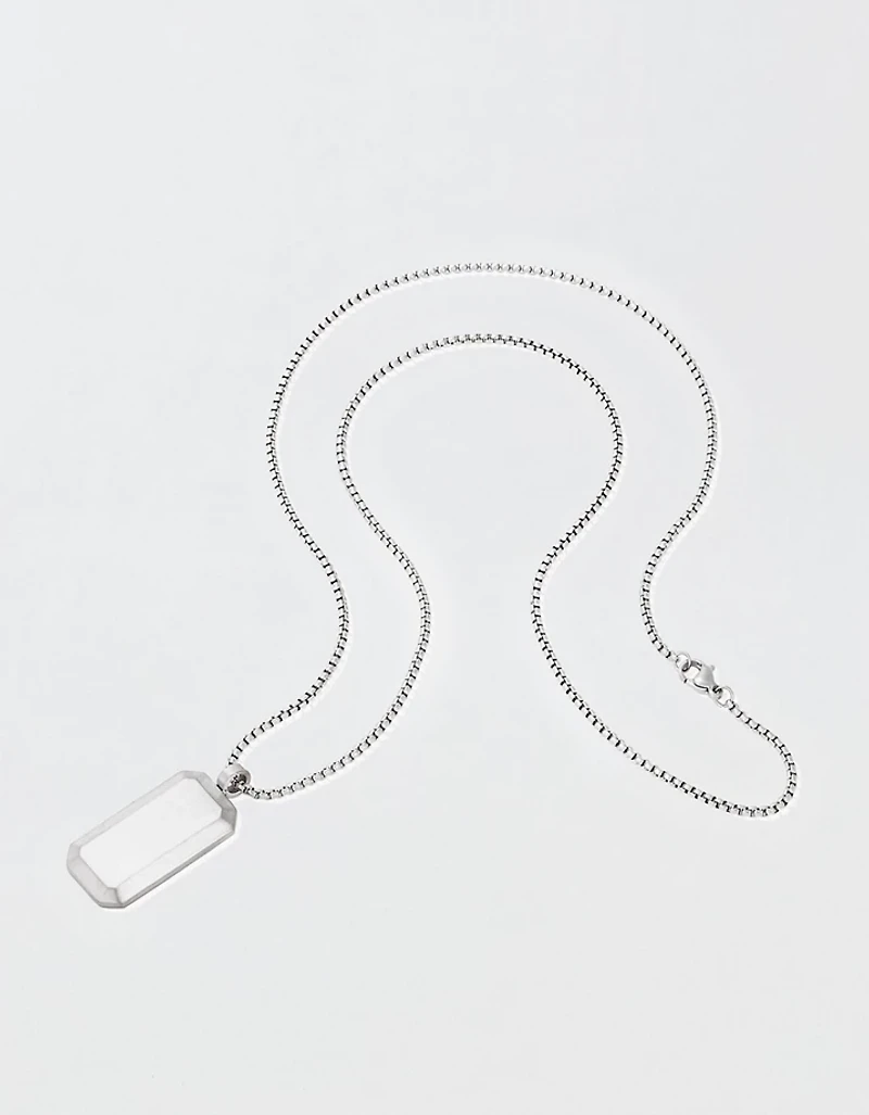 West Coast Jewelry Men's Small Beveled Edge Antiqued Dog Tag Necklace