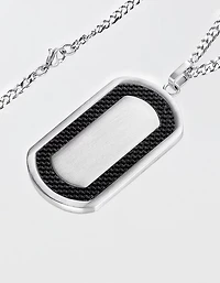West Coast Jewelry Men's Brushed Black Carbon Fiber Frame Stainless Steel Necklace