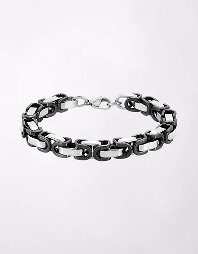 West Coast Jewelry Two-Tone Stainless Steel Byzantine Chain Bracelet