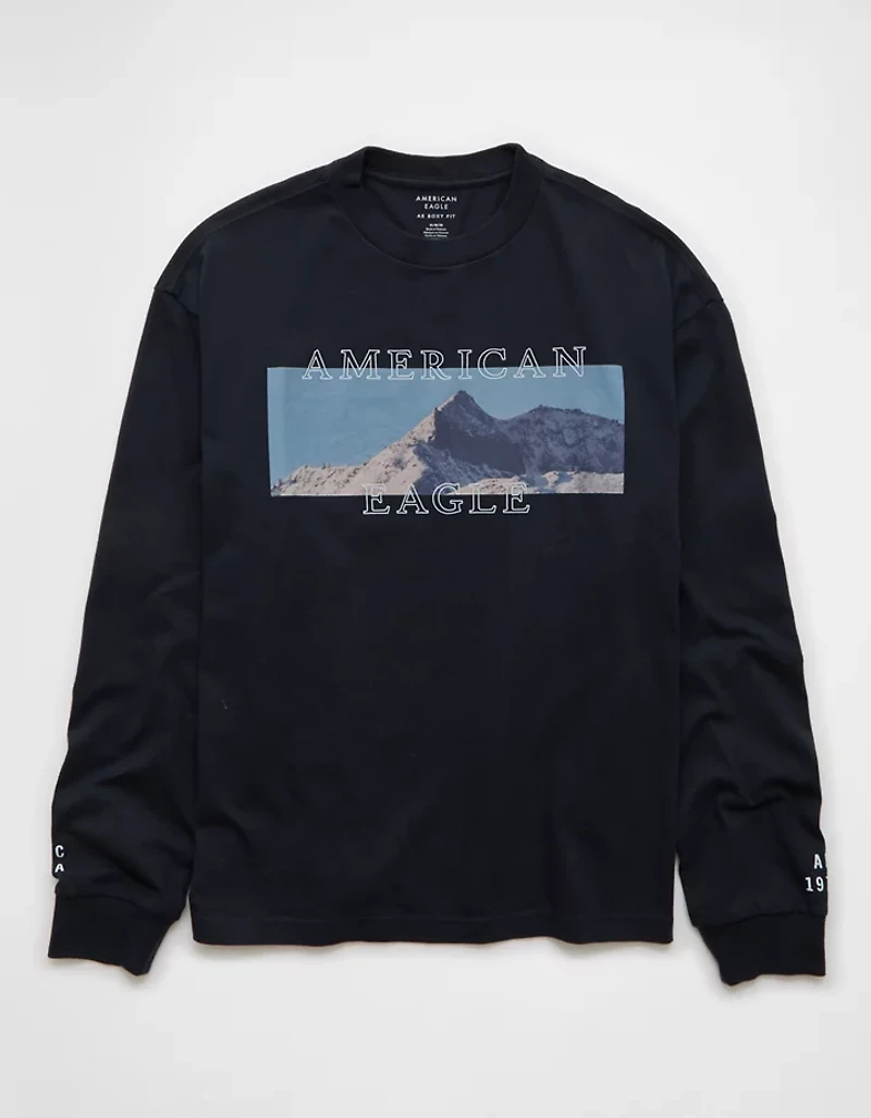 AE Boxy Long Sleeve Destination Graphic T-Shirt