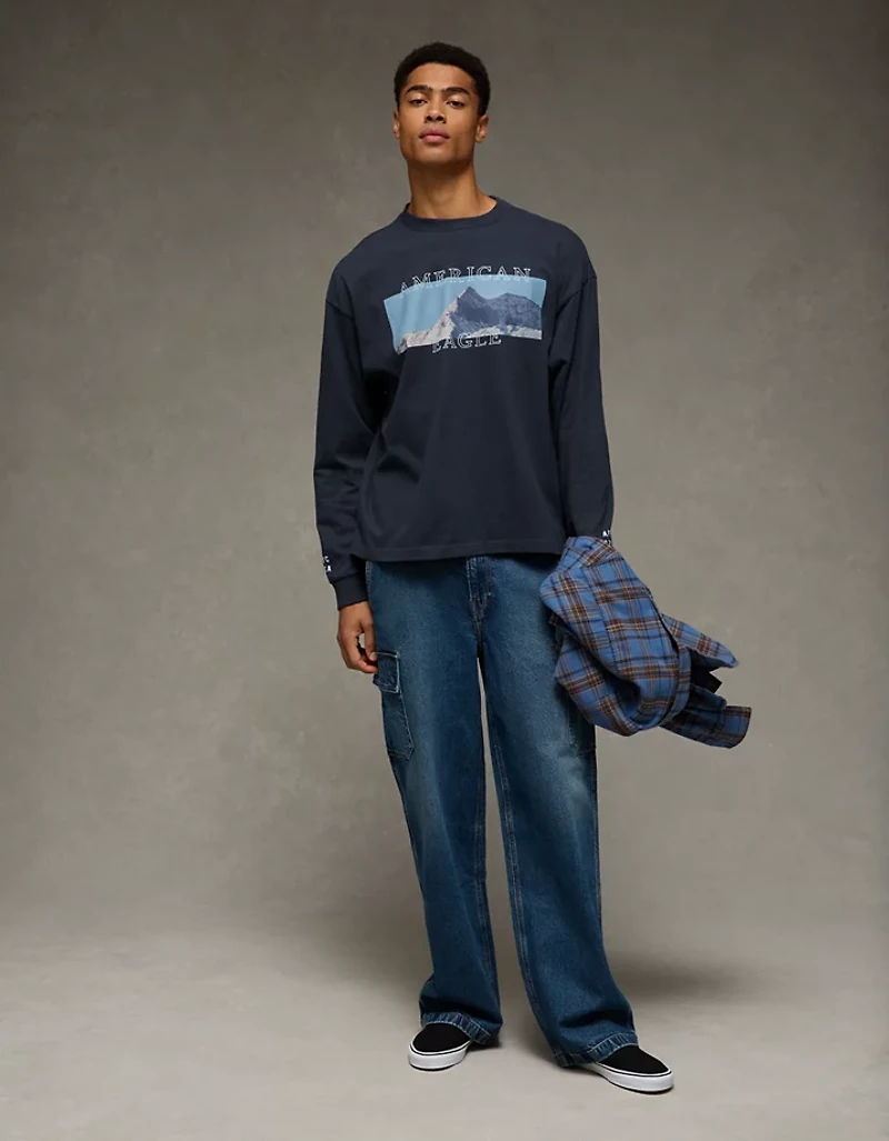 AE Boxy Long Sleeve Destination Graphic T-Shirt