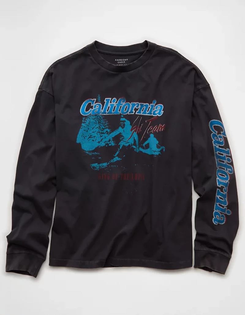 T-shirt droit à manches longues et image Destination AE