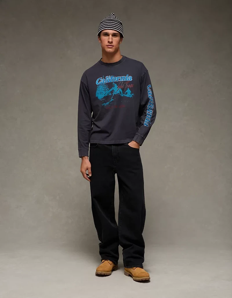 T-shirt droit à manches longues et image Destination AE