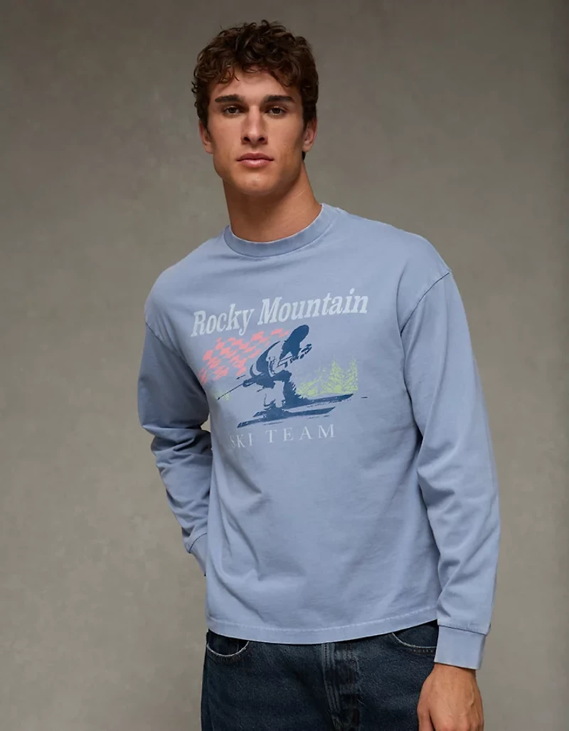 AE Boxy Long Sleeve Destination Graphic T-Shirt