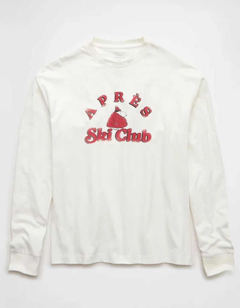 AE Boxy Long Sleeve Snoopy Graphic T-Shirt