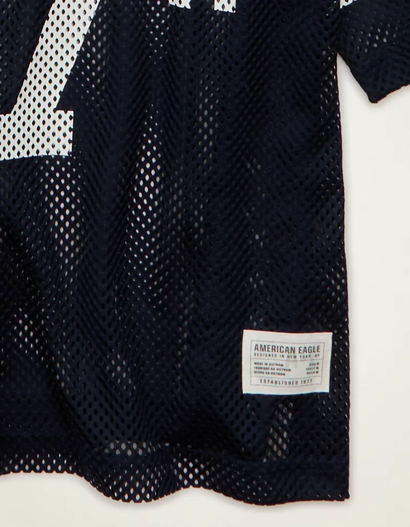 AE Boxy Fit V-Neck Graphic Mesh T-Shirt