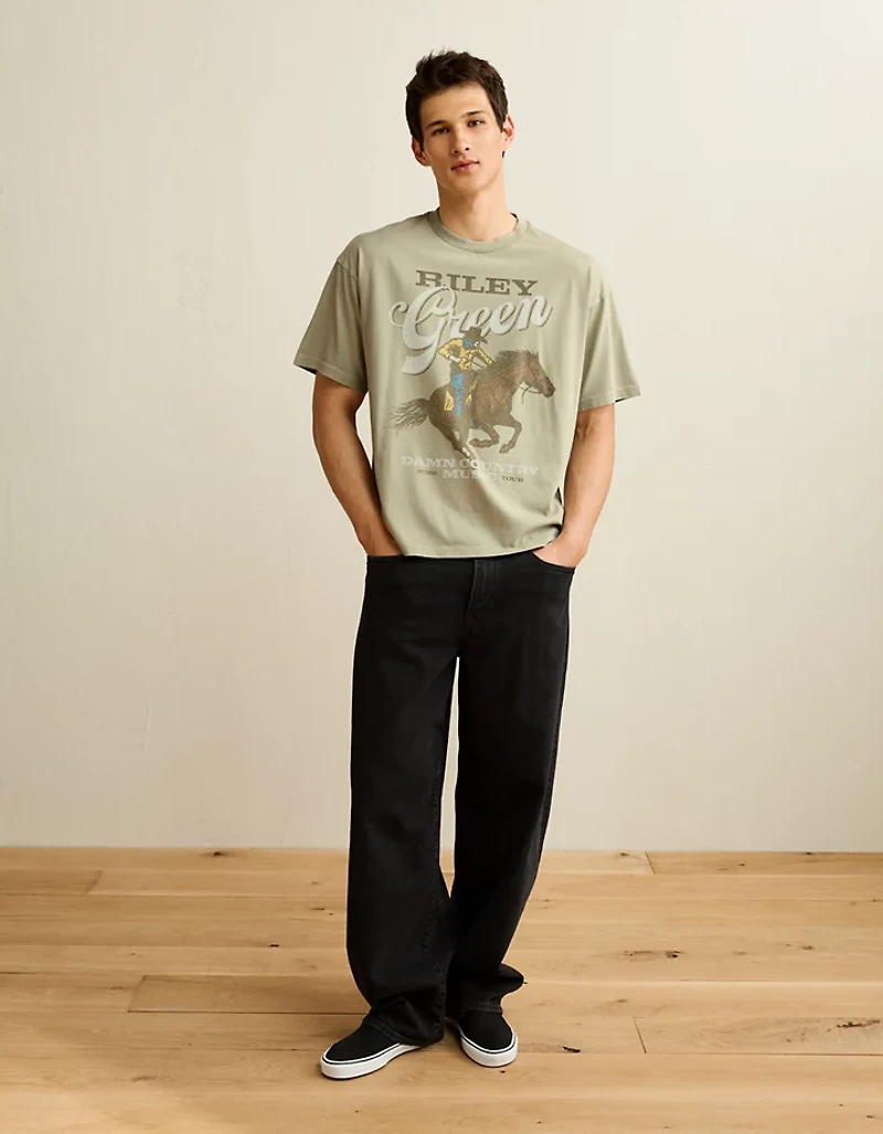 AE Boxy Riley Green Graphic T-Shirt
