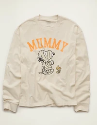 AE Boxy Fit Halloween Snoopy Long Sleeve Graphic T-Shirt