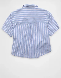 AE Short-Sleeve Side-Tie Button-Up Shirt