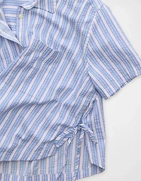 AE Short-Sleeve Side-Tie Button-Up Shirt