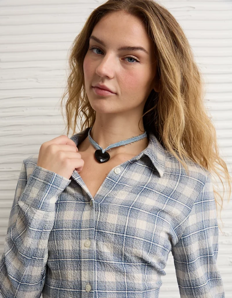 AE Plaid Fitted Button-Up Shirt
