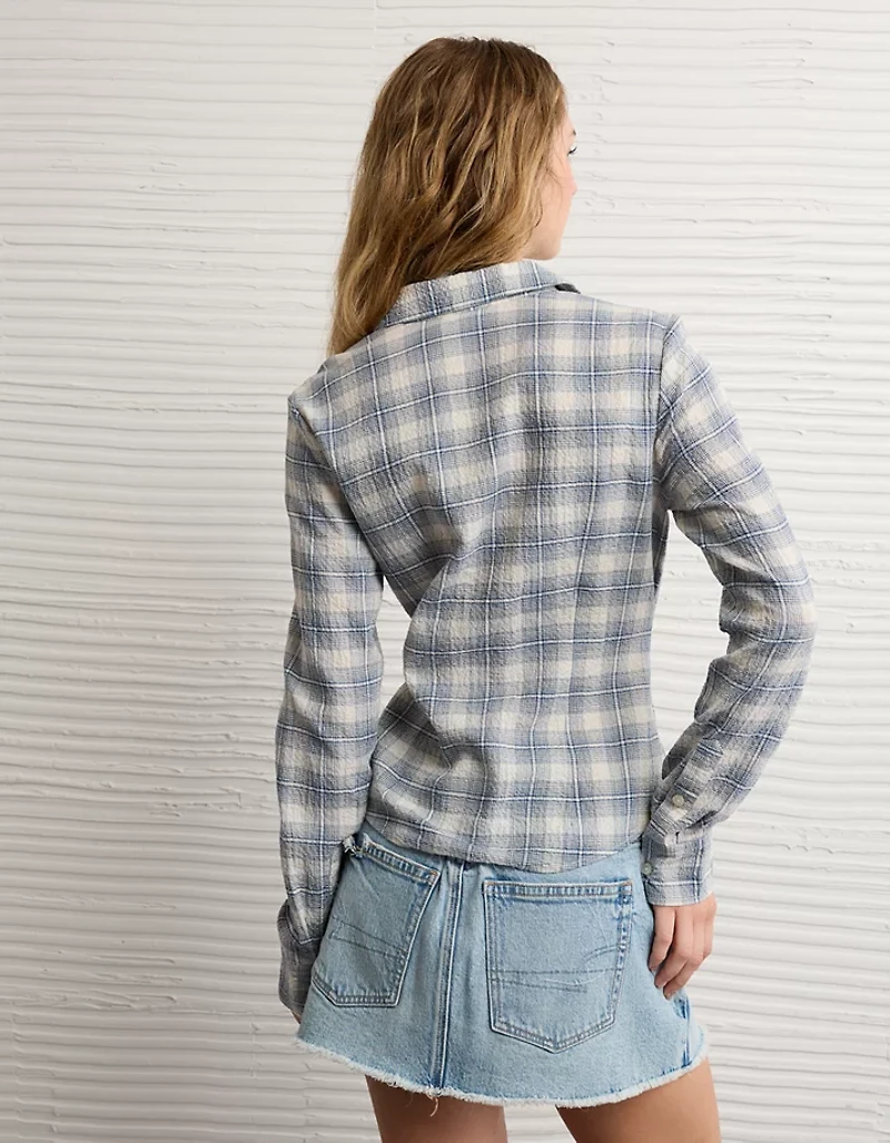 AE Plaid Fitted Button-Up Shirt