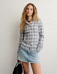 AE Plaid Fitted Button-Up Shirt