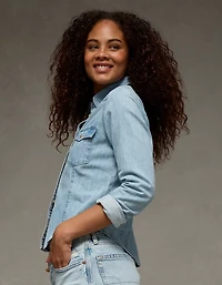 AE Fitted Denim Button-Up Shirt