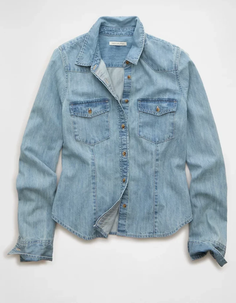 AE Fitted Denim Button-Up Shirt