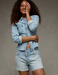 AE Fitted Denim Button-Up Shirt