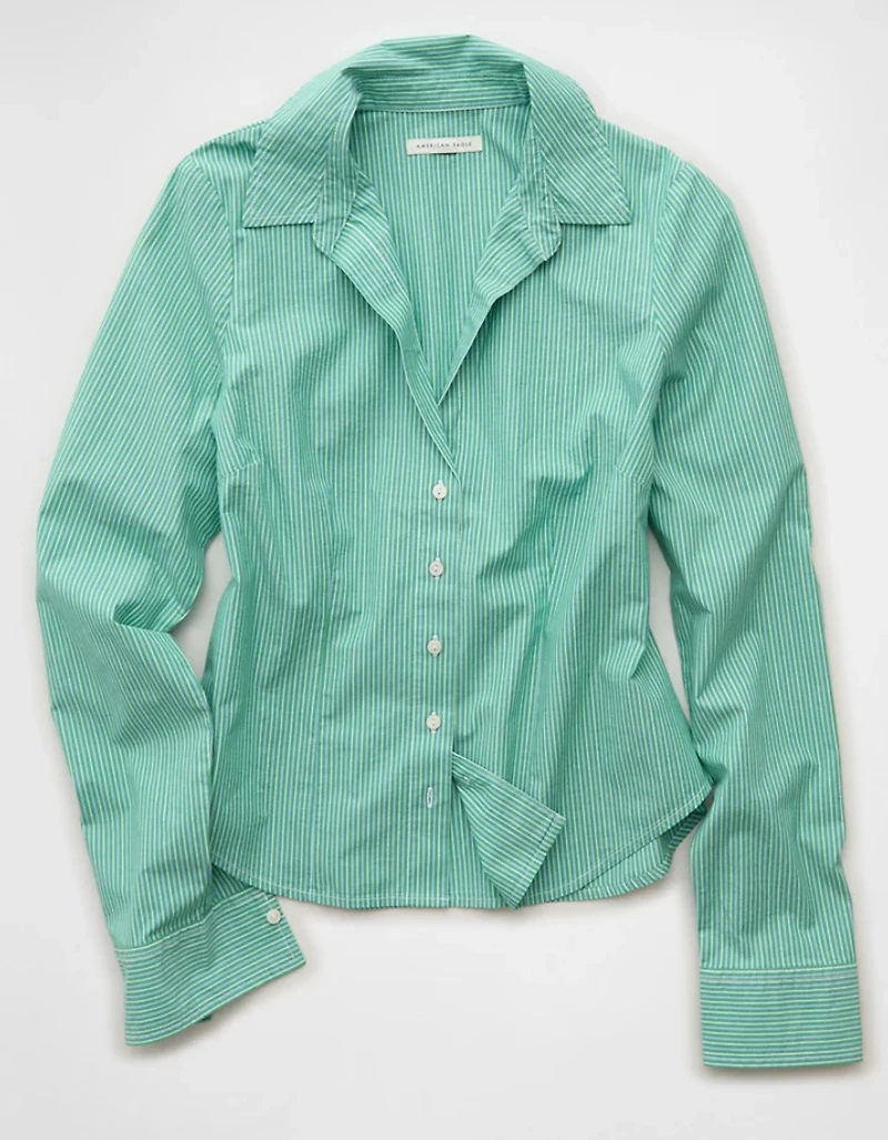 AE Fitted Wide-Cuff Button-Up Shirt