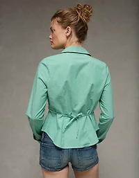 AE Fitted Wide-Cuff Button-Up Shirt